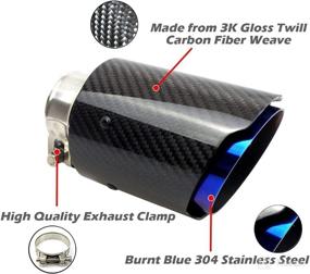 img 3 attached to 🔵 Kipalm Glossy Blue Burnt Stainless Steel Carbon Fiber Exhaust Tip - Bolt-On Tailpipe Muffler Tip with Inlet ID 63mm and Outlet OD 89mm