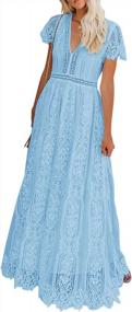 img 4 attached to Elegant Boho Floral Lace V Neck Maxi Dress For Women - Perfect For Weddings & Cocktail Parties!