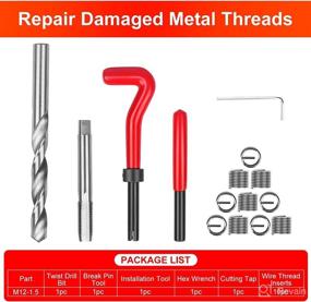 img 3 attached to 🔧 JMMRRR 15 PCS Metric Thread Repair Insert Kit M12*1.5: Tools for Fixing Internal Screw Holes (Red)