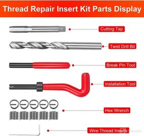 img 2 attached to 🔧 JMMRRR 15 PCS Metric Thread Repair Insert Kit M12*1.5: Tools for Fixing Internal Screw Holes (Red)
