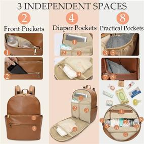 img 2 attached to Omanmoli Leather Diaper Bag Backpack: Ultimate Convenience for Busy Parents with 18 Pouches, 6 Insulated Pockets, Changing Station, Stroller Straps, & More