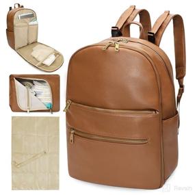 img 4 attached to Omanmoli Leather Diaper Bag Backpack: Ultimate Convenience for Busy Parents with 18 Pouches, 6 Insulated Pockets, Changing Station, Stroller Straps, & More