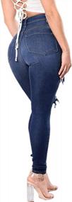 img 1 attached to LISTHA Lace Skinny Pencil Jeans Women Stretch Slim Hole Fitness Denim Pants