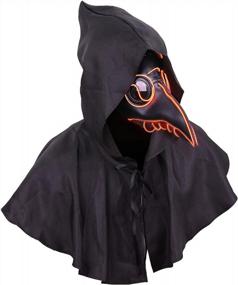 img 3 attached to Get Ready For Halloween With The Plague Doctor Bird Leather Mask And Cloak - LED Red Edition For Adults