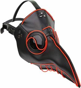 img 1 attached to Get Ready For Halloween With The Plague Doctor Bird Leather Mask And Cloak - LED Red Edition For Adults
