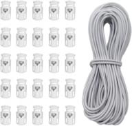 white cord locks and stretch strings set - 25 spring toggle stoppers with 10 yards of 1/8 inch cord for drawstring projects, shoelaces, clothing, backpacks, and bags логотип