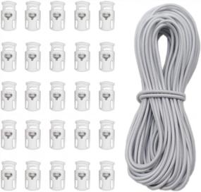 img 2 attached to White Cord Locks And Stretch Strings Set - 25 Spring Toggle Stoppers With 10 Yards Of 1/8 Inch Cord For Drawstring Projects, Shoelaces, Clothing, Backpacks, And Bags