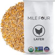🐔 enhance poultry health naturally with mile four organic chicken feed: organic, non-gmo, corn-free, soy-free, non-medicated food for chickens, roosters, ducks, geese & gamebirds - choose protein & size логотип