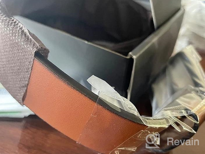 img 1 attached to Premium Leather Ratchet Belts for Men - Adjustable, Comfortable Men's Accessories by Chaoren review by Corey Soto