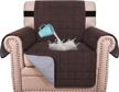suede waterproof sofa cover - perfect for pets! velvet furniture protector with non-slip backing and 2" strap. fits seat width 23". ideal for leather furniture. (brown, chair size) logo