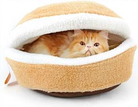 img 4 attached to Bettli Hamburger Design Washable Pet Bed Soft Dog House Cotton Cat Sleeping Bag(Size L)