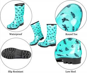 img 1 attached to Colorful Floral Printed Waterproof Rain Boots For Women By DKSUKO - Mid Calf Garden Shoes With Comfort Insole, Glossy Finish, And Classic Short Wellies Style