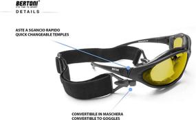 img 1 attached to 🏍️ Upgraded Bertoni Motorcycle Goggles: Innovative Photochromic Lens, Interchangeable Arms & Strap, Model 333! Enhance Your Motorbike Experience with Sunsensor Riding Padded Glasses