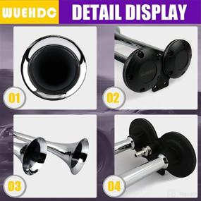 img 2 attached to 🔊 WUEHDC 12V 150db Dual Trumpet Horns Kit with Compressor for Car Train Truck Boat - Enhanced Chrome Zinc Motorcycle Air Horns