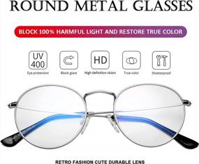 img 1 attached to Blue Light Blocking Glasses For Women Men Retro Round Metal Eyeglasses Frames 100% Anti-Blue Light Lens