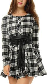 img 3 attached to Allegra Womens Plaids Sleeves Belted Women's Clothing : Dresses