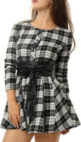 img 2 attached to Allegra Womens Plaids Sleeves Belted Women's Clothing : Dresses