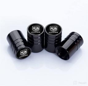 img 1 attached to Dodge Ram Charger SRT Viper Car Wheel Tire Valve Caps: Stylish Logo Decorations with Keychain Keyring