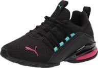 π puma axelion running shadow black vibrant girls' shoes: stylish and performance-ready athletics logo