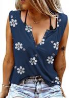 floral print women's v neck western tank top with ring hole sleeveless design ideal for summer logo