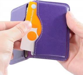 img 1 attached to Wisdompro фиолетовый визитница из искусственной кожи - 2-сторонний карманный бумажник-фолио с магнитной застежкой для мужчин и женщин