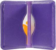 wisdompro purple pu leather business card holder - 2-sided folio pocket wallet with magnetic closure for men and women logo