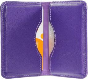 img 4 attached to Wisdompro Purple PU Leather Business Card Holder - 2-Sided Folio Pocket Wallet With Magnetic Closure For Men And Women
