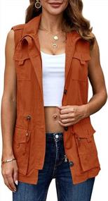 img 3 attached to Women'S Lightweight Military Utility Vest - Koodred Sleeveless Drawstring Jacket With Pockets