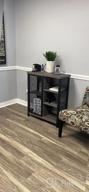 img 1 attached to BON AUGURE Industrial Coffee Bar Cabinet With Storage, Farmhouse Wood Metal Accent Cabinet With Shelves, Rustic Small Sideboard Buffet For Kitchen And Dining Room (Dark Grey Oak) review by Nikki Grossarth