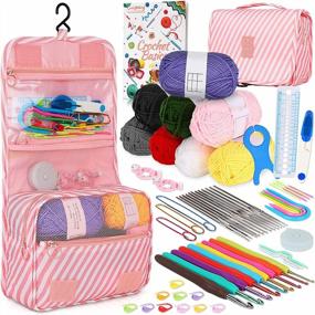 img 4 attached to Coopay 63 PCS Crochet Kit, Upgraded Hanging Crochet Set With Case & Yarn For Crocheting, Crochet Hook Set For Beginners Crochet Hook Kit With Crochet Book, Crochet Hooks, Knitting & Crochet Supplies
