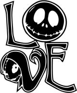 🎃 nightmare love sally and jack decal vinyl sticker for car, truck, wall, laptop - black, 4.5" x 5.5 logo