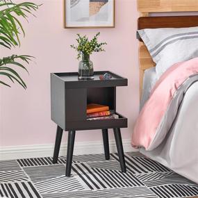 img 3 attached to Stylish And Functional BEWISHOME End Table With Open Storage - Perfect For Bedroom And Living Room Decor!
