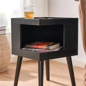 img 1 attached to Stylish And Functional BEWISHOME End Table With Open Storage - Perfect For Bedroom And Living Room Decor!