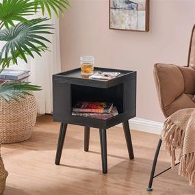 img 2 attached to Stylish And Functional BEWISHOME End Table With Open Storage - Perfect For Bedroom And Living Room Decor!