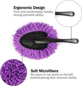 img 3 attached to 🚗 Amiss 2 Pack Mini Microfiber Car Dash Duster Brush - Multi-Functional Cleaning Tool for Car Interior Exterior, Purple