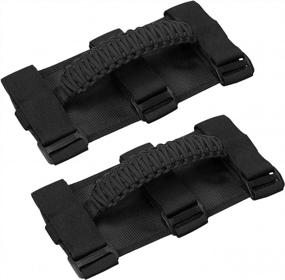 img 4 attached to Cartaoo Grab Handles For Jeep Wrangler Accessories, Interior Jeep Accessories,Premium Paracord Grips For Roll Bar Straps Handles Fit 1945-2021 CJ YJ TJ JK JL&Gladiator JT（Black-2Pcs）
