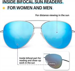 img 3 attached to UV400 Protected Aviator Bifocal Reading Sunglasses For Women And Men - Set Of 2 Sun Readers By EYEGUARD