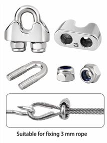 img 1 attached to 12Pcs M3 TooTaci Rope Clamps With Spanner - Heavy Duty U Bolt Cable Clamp Fastener For 1/8 Cable Wire Rope Fixing, 304 Stainless Steel Cable Clips With Anti-Loosening Lock Nuts
