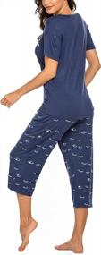 img 1 attached to Женский пижамный комплект MAXMODA: пижама с короткими рукавами и принтом, топы и капри, пижамы с карманами