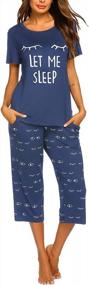 img 4 attached to MAXMODA Women'S Pajama Set: Short Sleeve Printed Sleepwear Tops With Capri Pants Pocket PJs