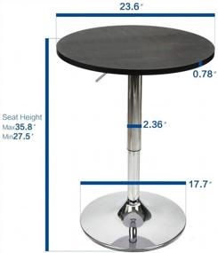 img 3 attached to Стильный и универсальный 35-дюймовый круглый барный стол с регулируемой высотой и поворотным дизайном из хромированного металла и дерева черного цвета