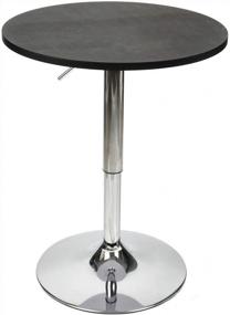 img 4 attached to Stylish And Versatile 35-Inch Round Bar Table With Adjustable Height And Swivel Chrome Metal And Wood Design In Black