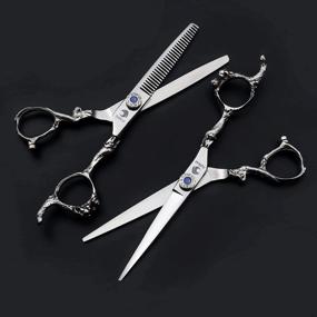 img 1 attached to 6.0 Inch Professional Barber Salon Hair Cutting Shear And Thinning Texturizing Scissors Set