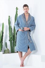 img 3 attached to Men'S Plush Lined Microfiber Robe - Luxury Hotel Knee Length Bathrobe For Men, Warm Spa Quality Robes