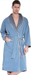 img 4 attached to Men'S Plush Lined Microfiber Robe - Luxury Hotel Knee Length Bathrobe For Men, Warm Spa Quality Robes