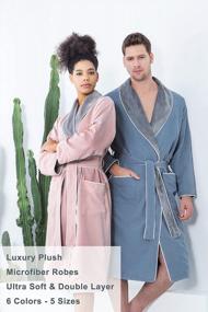 img 1 attached to Men'S Plush Lined Microfiber Robe - Luxury Hotel Knee Length Bathrobe For Men, Warm Spa Quality Robes