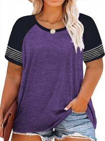 img 4 attached to Plus-Size Women'S Tops: Raglan Short/Long Sleeve Color Block Striped T-Shirts By ROSRISS