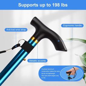 img 1 attached to Adjustable Height Folding Walking Cane For Elderly Disabled Men Women With Wrist Strap And T Handle - Lightweight Portable Travel Stick From Supregear