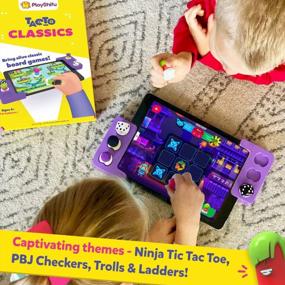 img 1 attached to Tacto Classics 4In1 Board Games Kit + App - Checkers, Ladders, Ludo, Tic Tac Toe Family Game Night Birthday Gifts For Ages 4+ (Tablet Not Included) By PlayShifu Interactive Kids