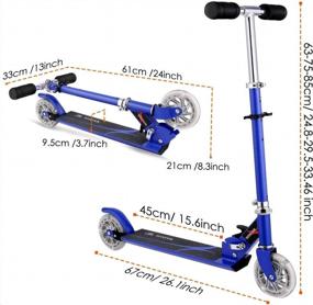 img 3 attached to WeSkate Scooter For Kids, Foldable Portable Kick Scooter With Adjustable Height 2 LED Lights Up PU Flashing Wheels, Kids Scooter For Boys Girls Age 3-12